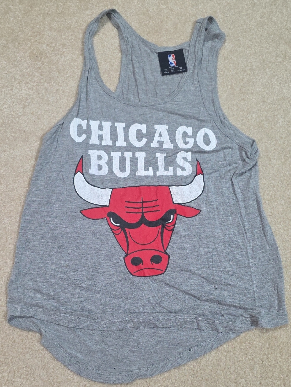 NBA Chicago Bulls Gray Tank with Red & White Logo
